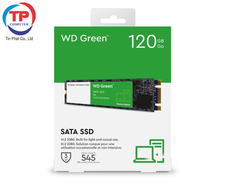 Ổ cứng SSD WD Green 120GB M.2 2280 (Đọc 545MB/s - Ghi 430MB/s) - (WDS120G2G0B)