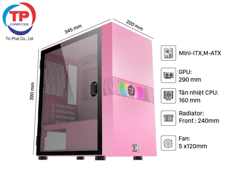 Vỏ Case Xigmatek  AERO FADIL QUEEN 1F  ( Mini Tower/Màu Hồng)