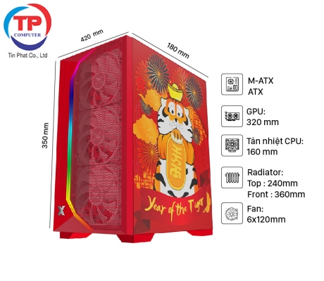 Vỏ Case XIGMATEK GEMINI II TIGER 3FB (EN49011)  (MiniTower/Màu Đỏ)