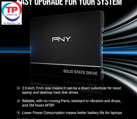 Ổ CỨNG SSD PNY CS900 120GB 2.5: SATA3 (ĐỌC 515MB/S - GHI 490MB/S)